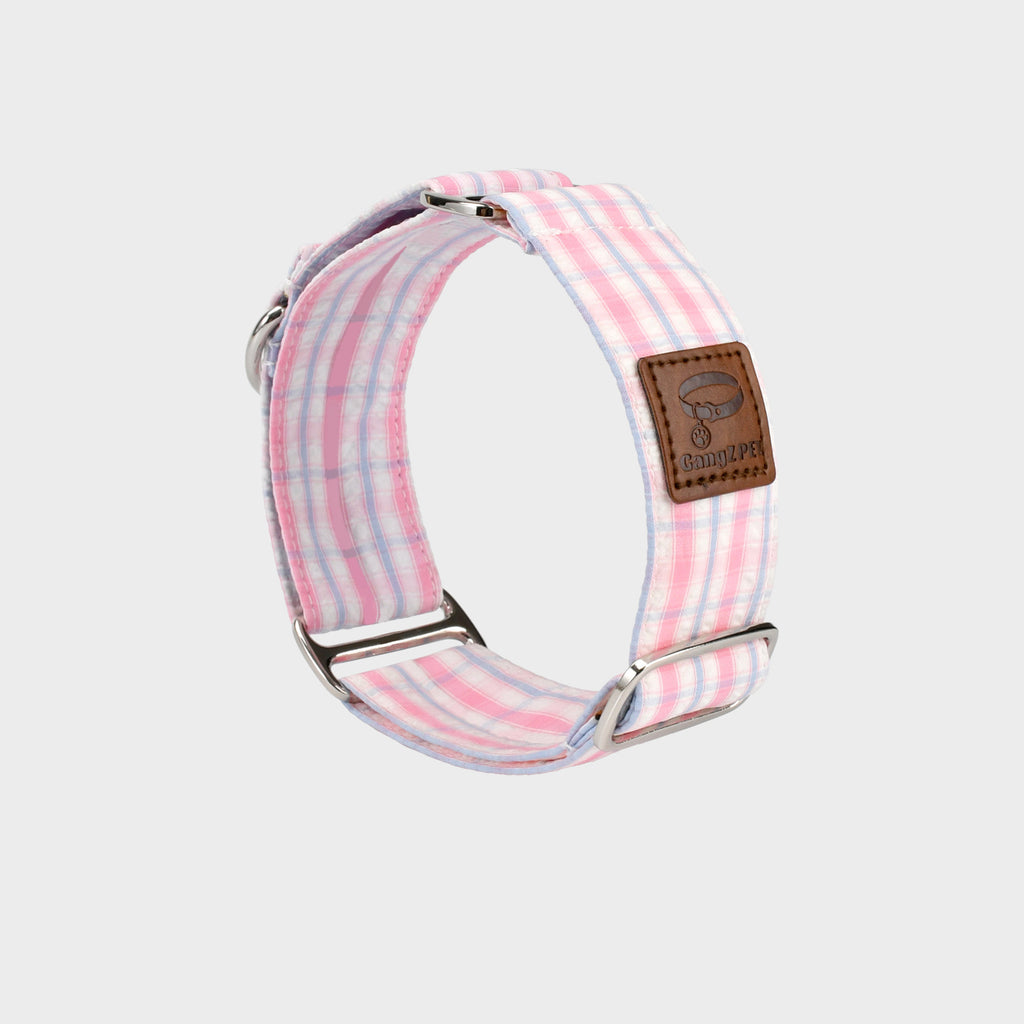 4cm wide Gingham Plaid Martingale Dog Collar No Pull Anti-Escape Training Collar for Whippet Italian Greyhound Sighthounds