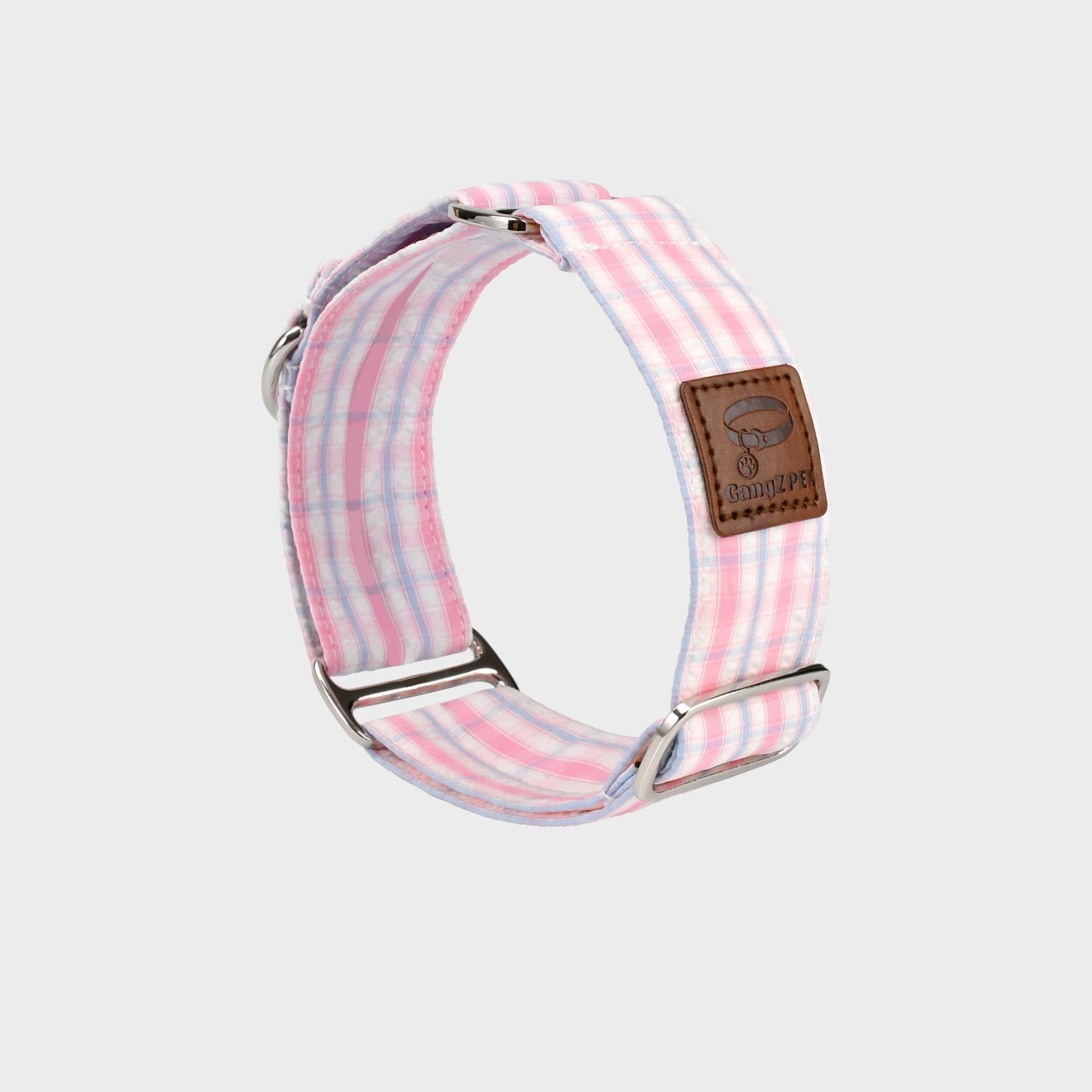 4cm wide Gingham Plaid Martingale Dog Collar No Pull Anti-Escape Training Collar for Whippet Italian Greyhound Sighthounds