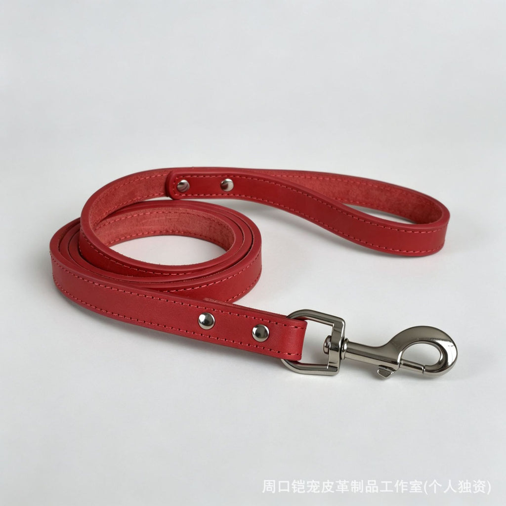 Heavy Duty Thick Leather dog walking leash Wide Genuine Leather Dog Collar Anti-Pull Dog Collar and leash for Greyhound Whippet