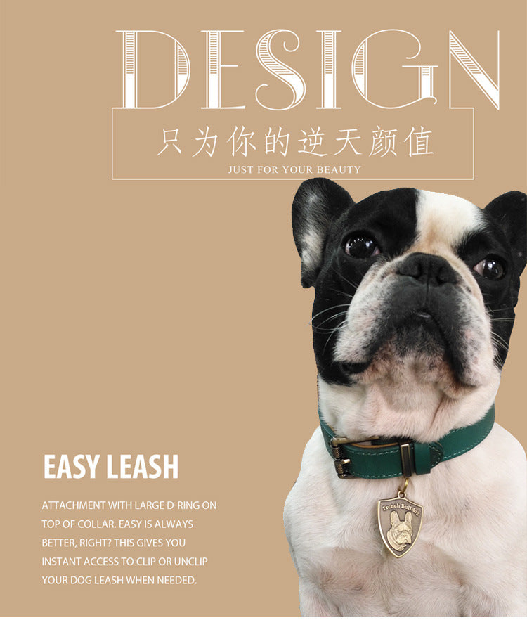 Premium Genuine Leather Dog Collar Italian Full-Grain Cowhide Collar with Vintage Metal Hardware Heavy Duty Anti-Pull Dog collar
