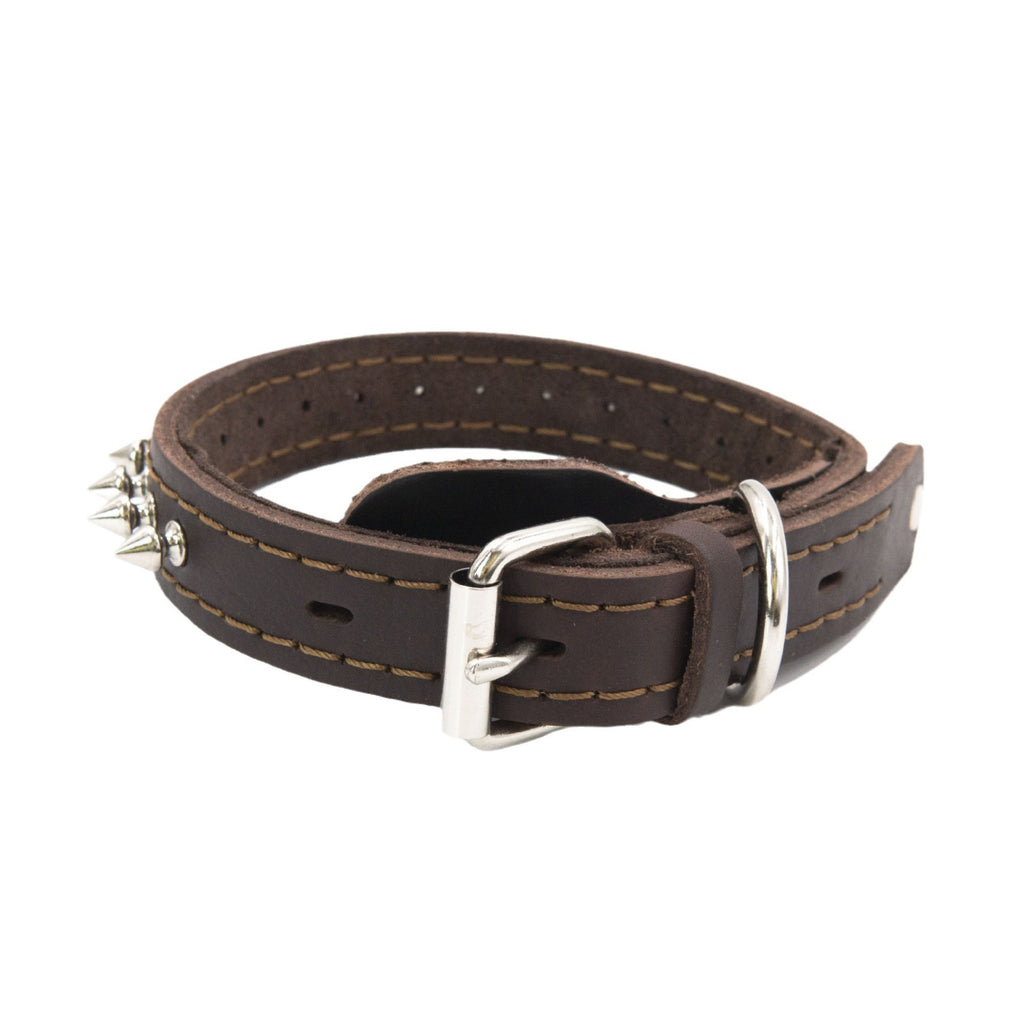 Genuine Leather Spiked Dog Collar Anti-Bite Heavy Duty Wide Dog Collar with Metal Spikes Adjustable Sturdy Leather Collar