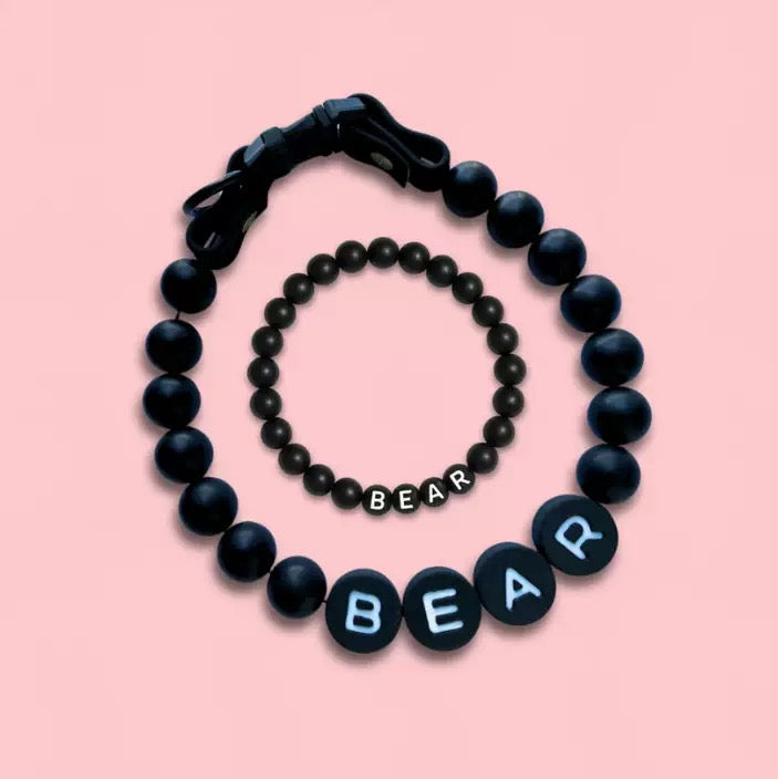 pet beaded name collar with friendship bracelet