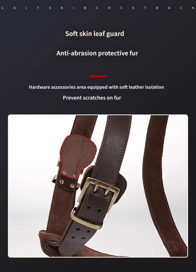 Genuine Leather Dog Harness Adjustable Heavy Duty No Pull Pet Walking Harness Leather Vest Harness for Medium Large Dogs