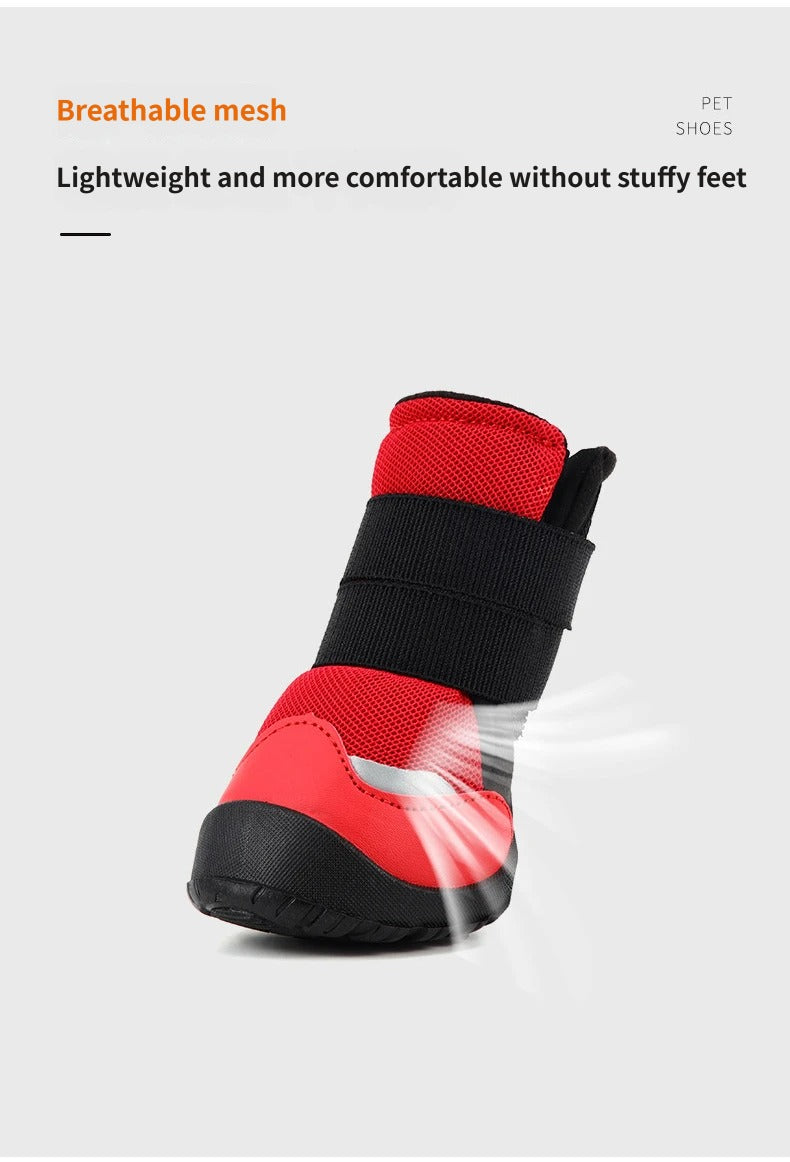 Breathable Non-Slip Dog Boots Dog Shoes with Adjustable Straps & Reflective Strip Outdoor Walking Hiking Paw Protectors