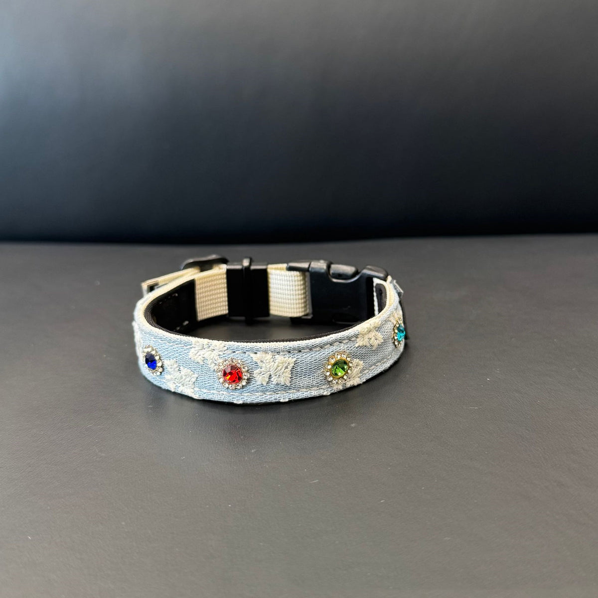 soft pet Lace collar with Colorful Rhinestones cotton Jacquard Dog walking Collar adjustable lightweight pet leads