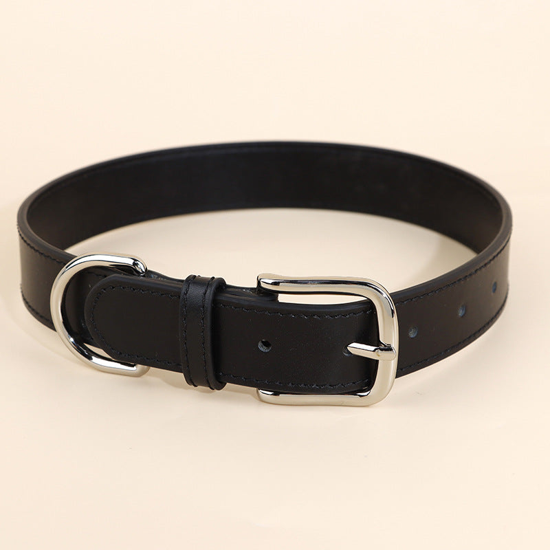 3cm wide Genuine Leather Dog Collar Adjustable Walking Collar for small to Medium Dogs no-pull heavy duty pet collar