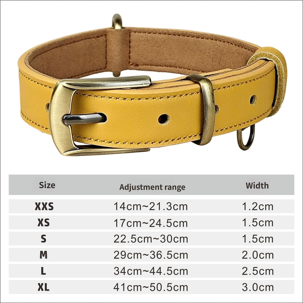 Genuine Full Grain Leather Dog Collar heavy duty Dog Collar for Small Medium Large Dogs adjustable no-pull dog walking collar