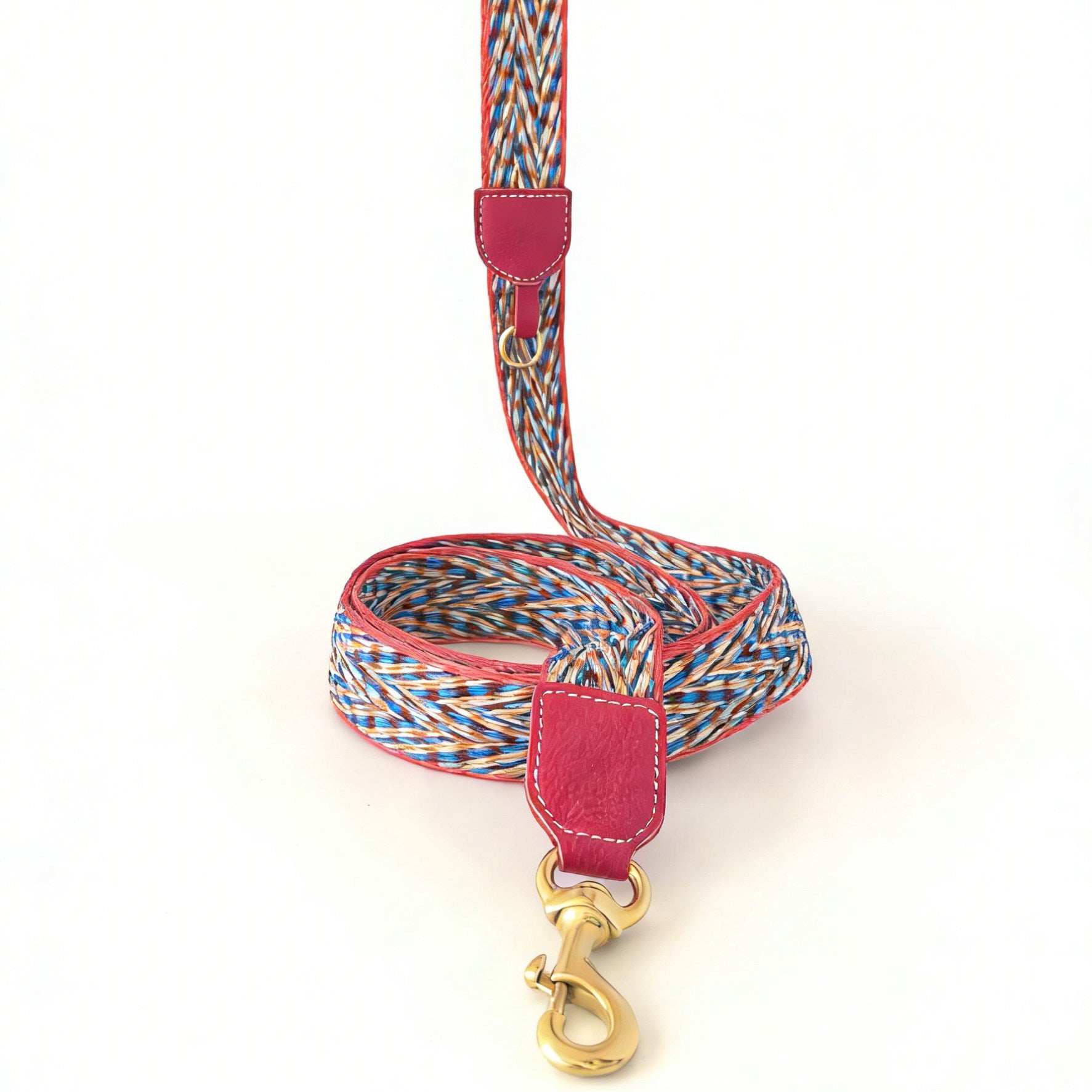 3.8cm Wide Genuine Leather webbing Dog Collar Bohemian Braided Woven Dog Collar and leash Adjustable Soft Leather Pet Collar
