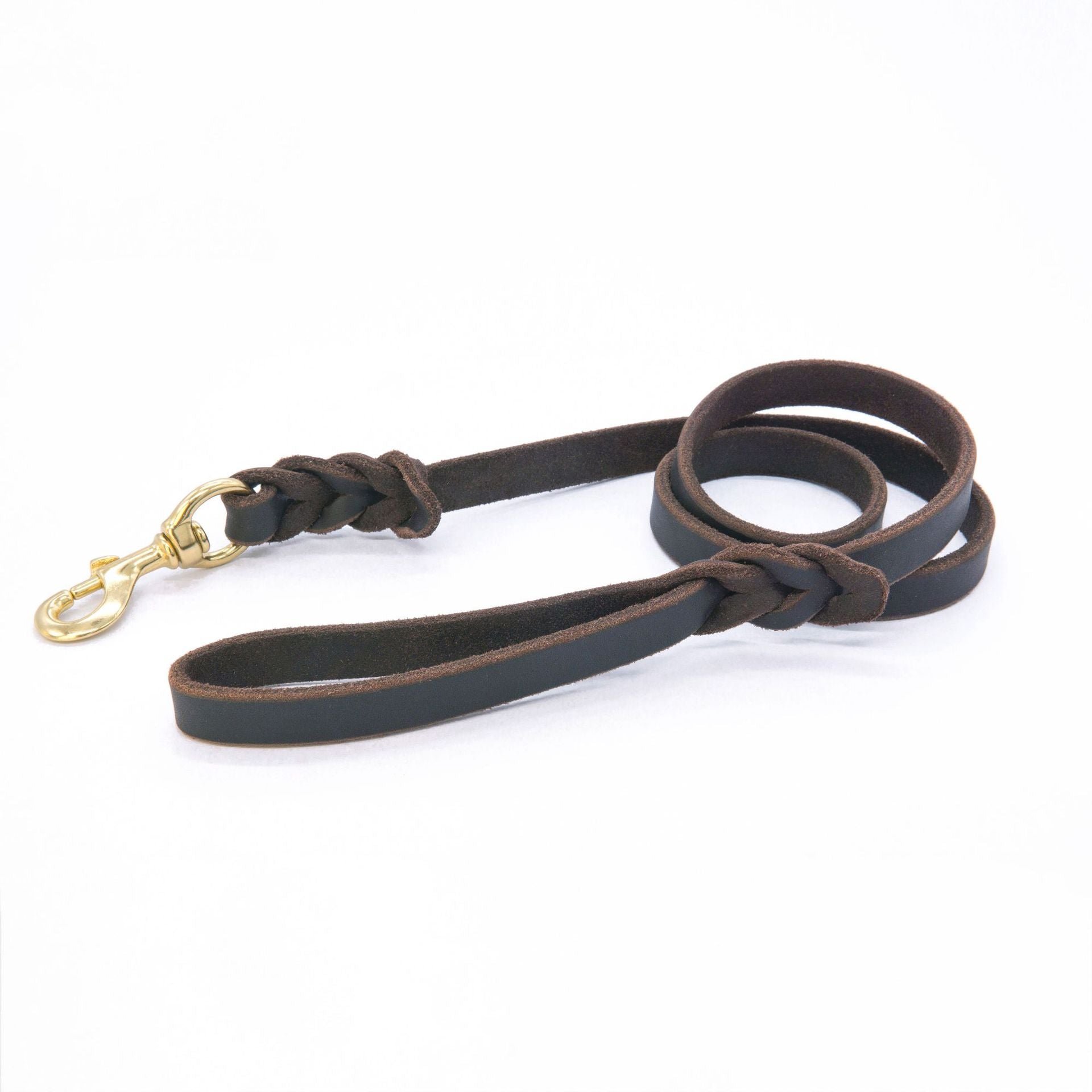 Genuine Leather Braided Dog Leash Heavy Duty Anti-Pull Walking Lead with Brass Hook Dog Training Leash for Daily Dog Walking
