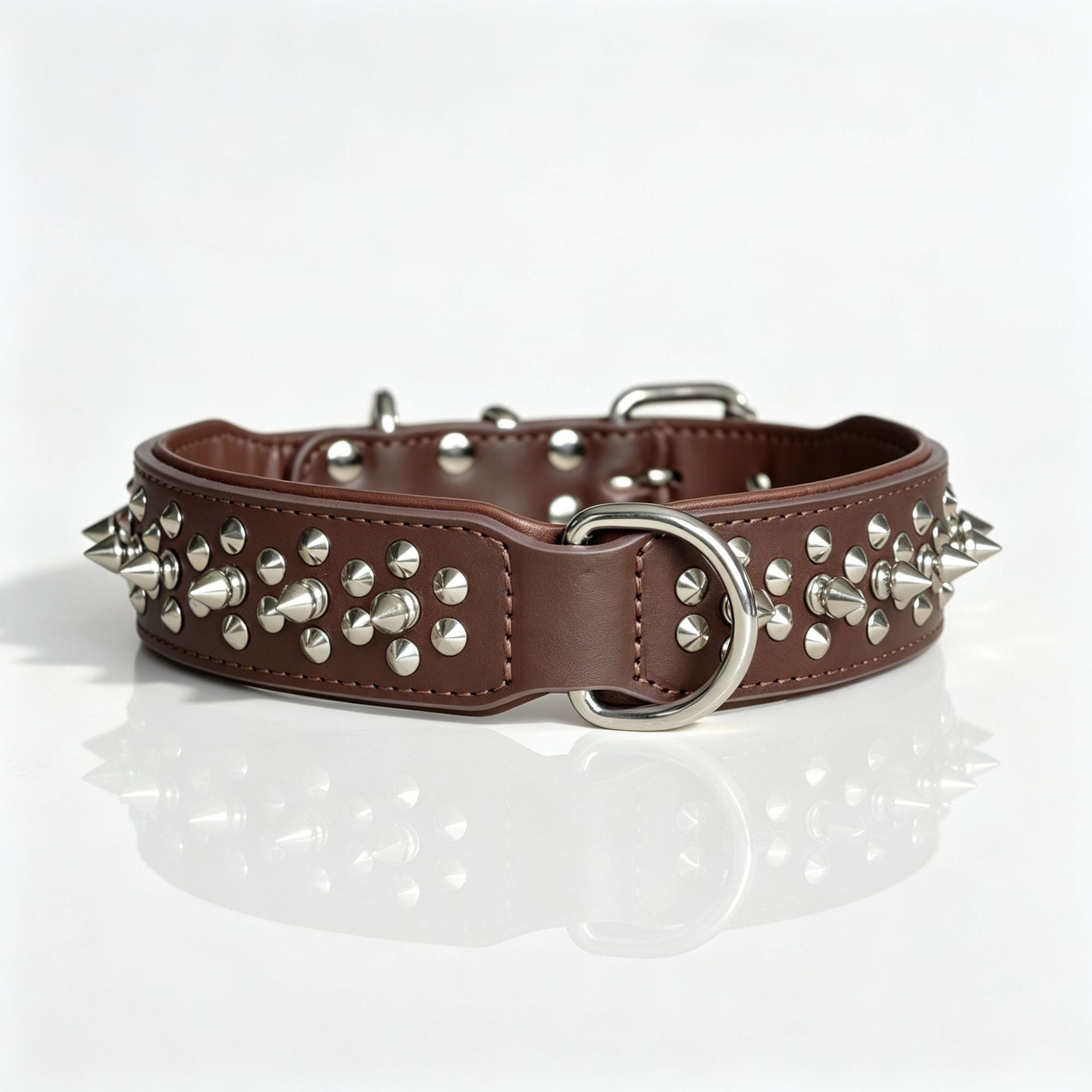 Genuine Leather Spiked Dog Collar Anti Bite Wide Studded Pet Collar for pitbull Bulldog full Grain leather wide dog collar