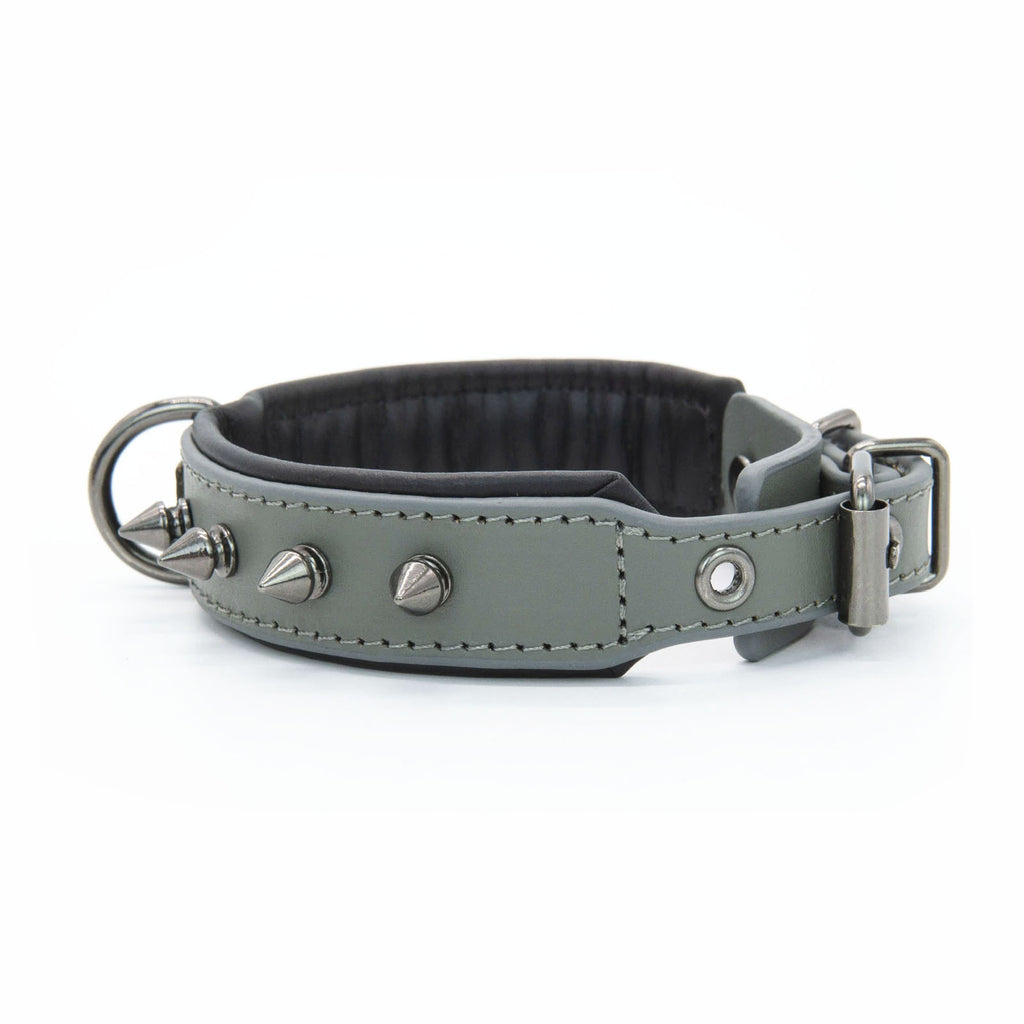 Genuine Leather Spiked Dog Collar Anti-Bite Heavy Duty Wide Dog Collar with Metal Spikes Adjustable Sturdy Leather Collar
