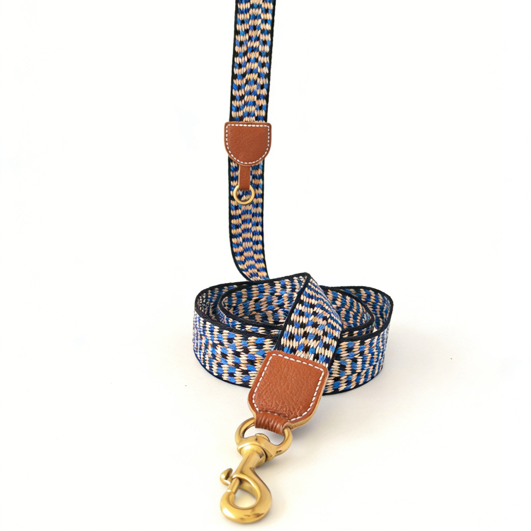 3.8cm Wide Genuine Leather webbing Dog Collar Bohemian Braided Woven Dog Collar and leash Adjustable Soft Leather Pet Collar