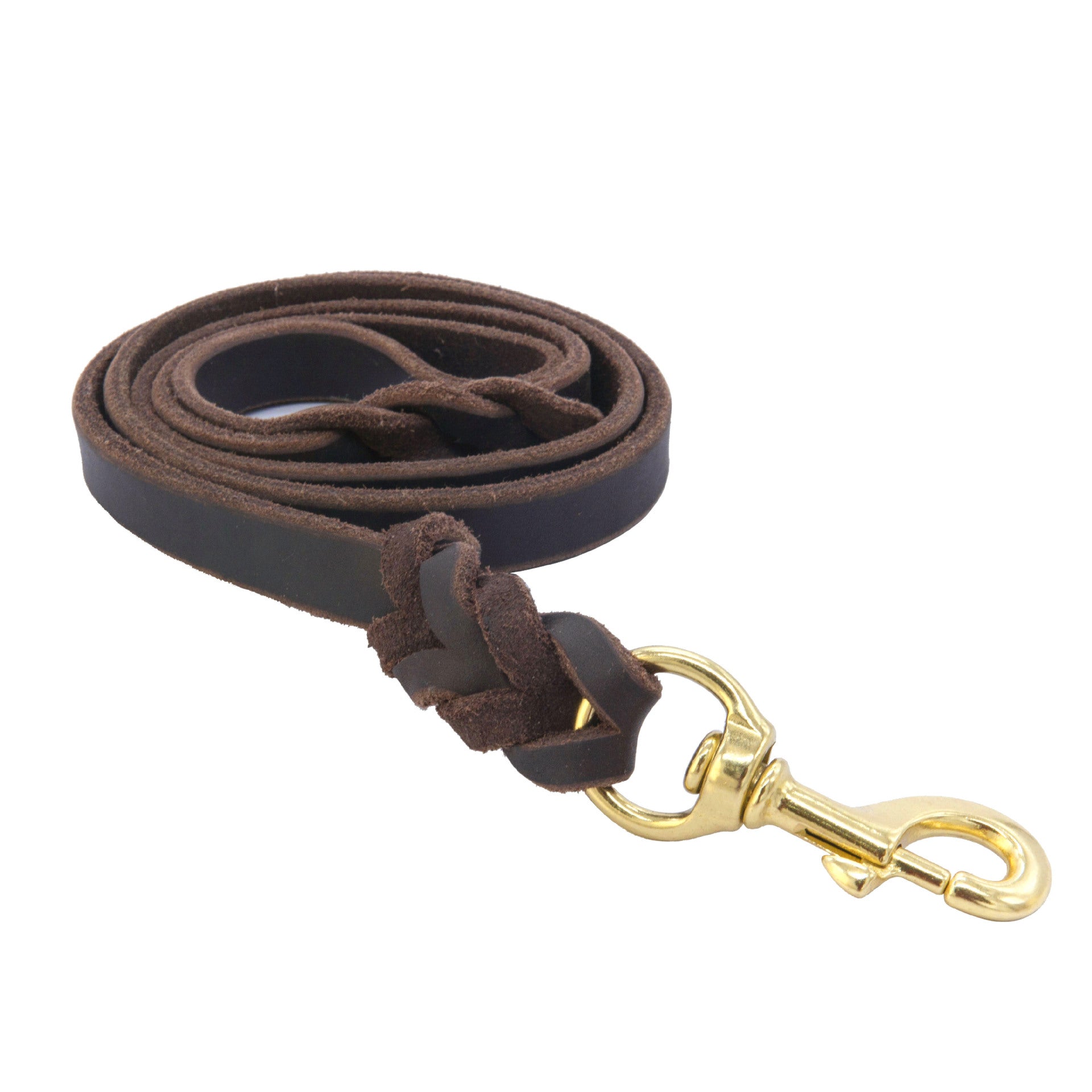 Genuine Leather Braided Dog Leash Heavy Duty Anti-Pull Walking Lead with Brass Hook Dog Training Leash for Daily Dog Walking