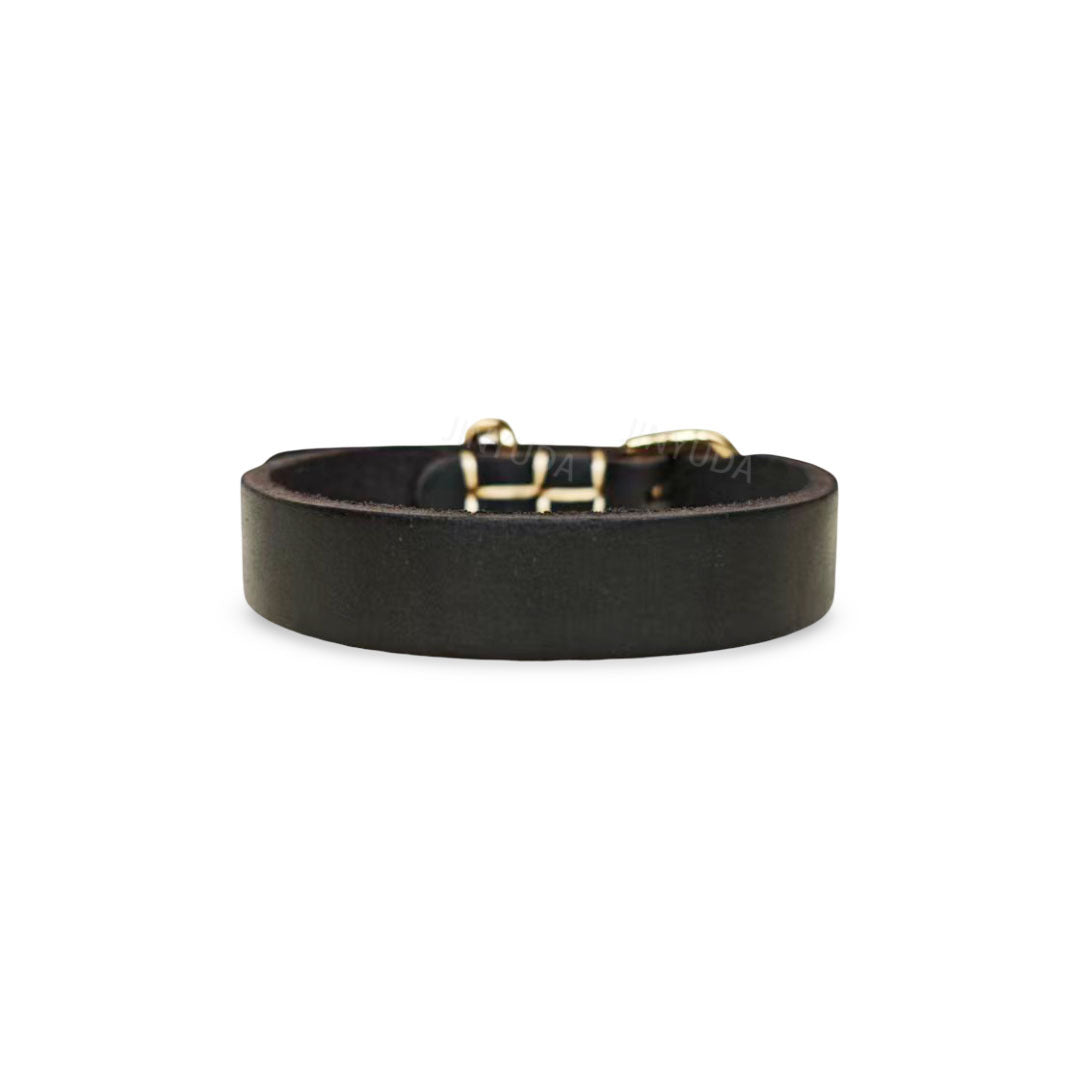 Genuine Top-Grain Cowhide Leather Dog Collar Adjustable Heavy Duty Durable Leather Collar Shock Resistant Anti-Pull for Small Medium Large Dogs Multiple Vibrant Colors Available