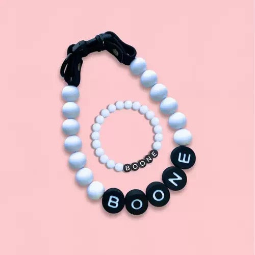 pet beaded name collar with friendship bracelet
