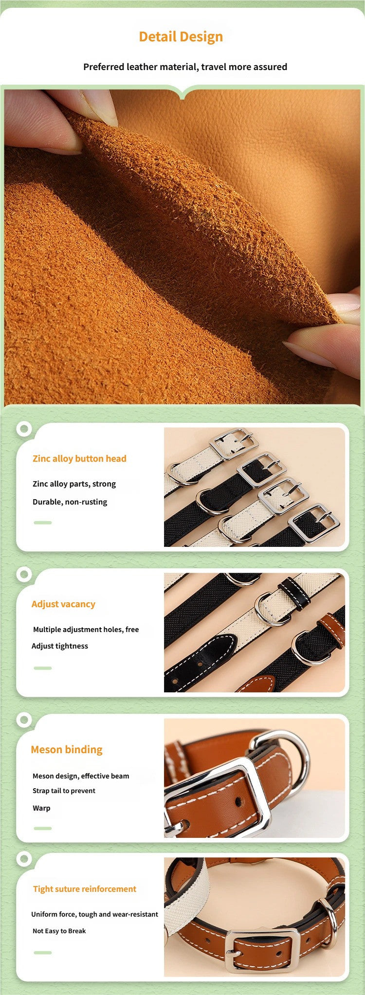 Genuine Cowhide Leather Dog Collar adjustable Two-Tone Leather Pet Collar for Small Medium Dogs adjustable dog walking collar