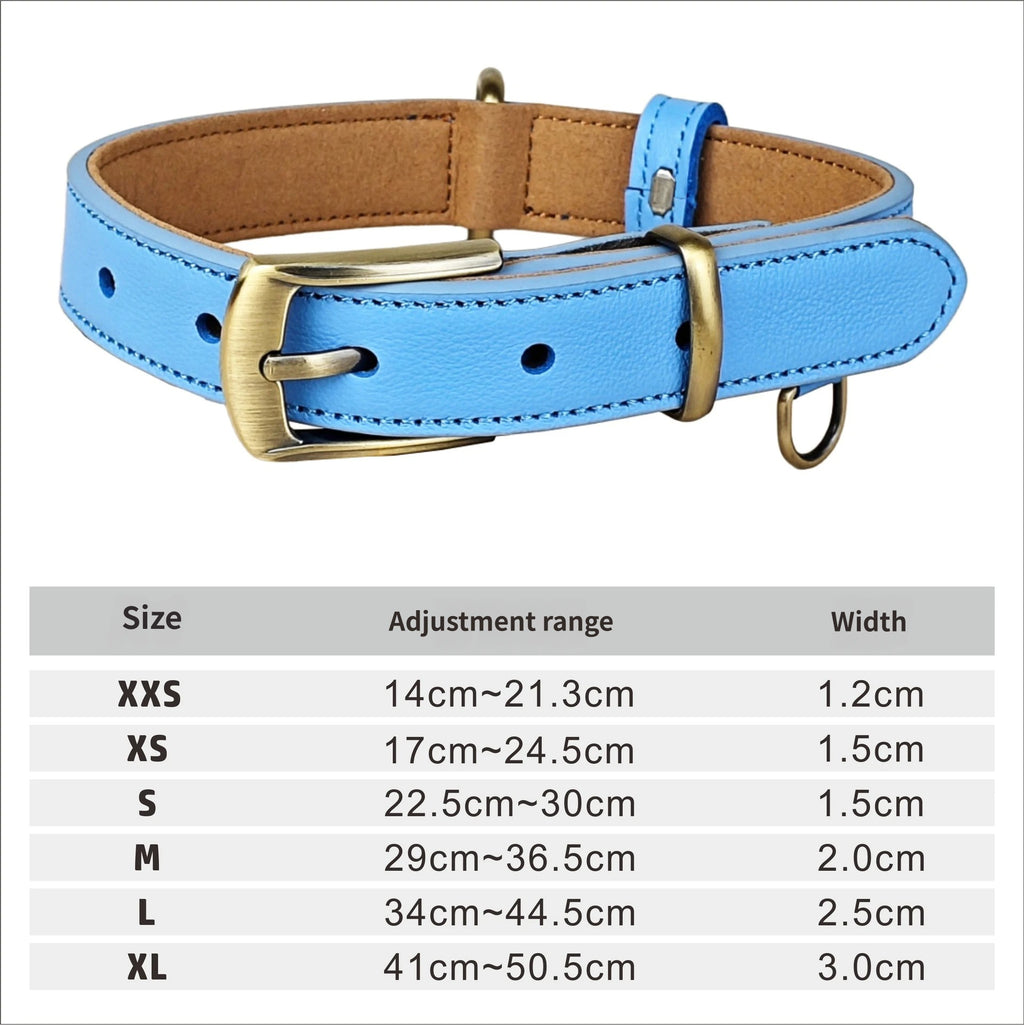 Genuine Full Grain Leather Dog Collar heavy duty Dog Collar for Small Medium Large Dogs adjustable no-pull dog walking collar