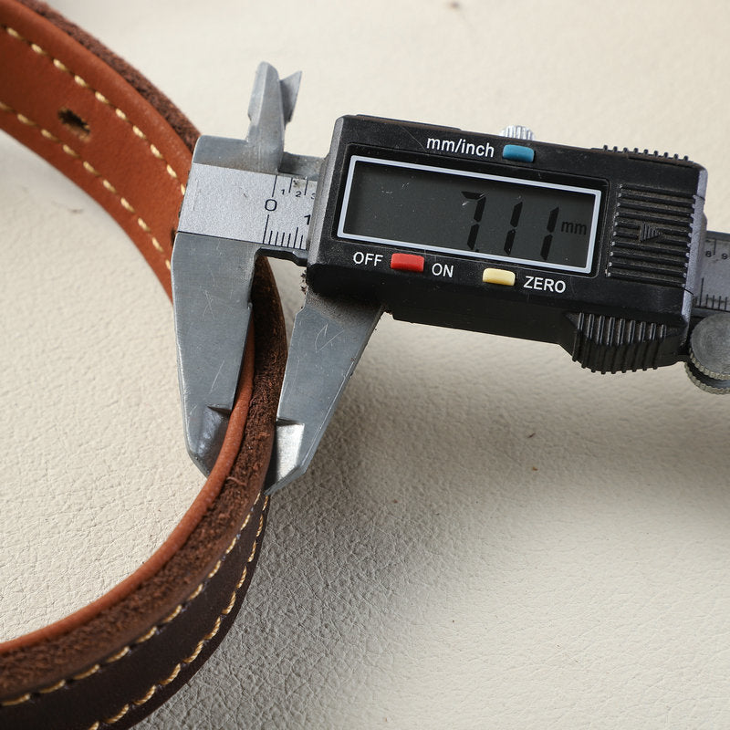 Genuine Full‑Grain leather Dog Collar Thickened Full‑Stitched pet collar for Medium Large dogs Heavy‑Duty Adjustable dog Collar