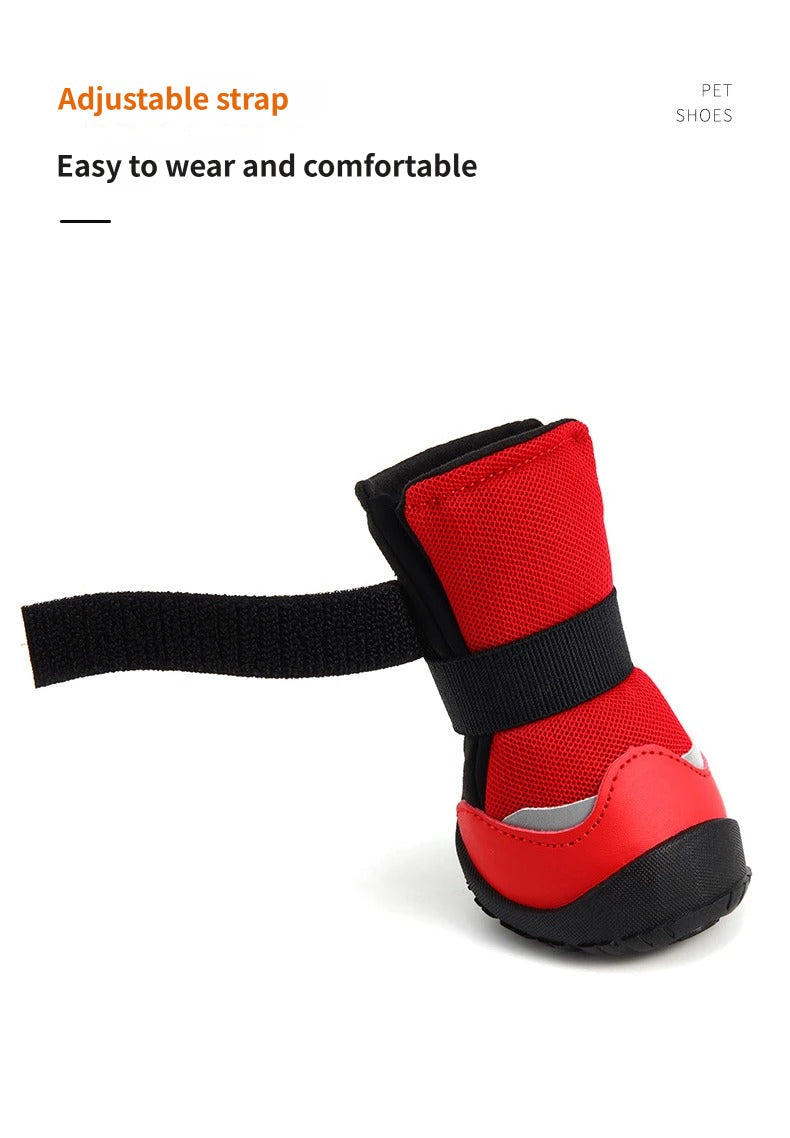 Breathable Non-Slip Dog Boots Dog Shoes with Adjustable Straps & Reflective Strip Outdoor Walking Hiking Paw Protectors
