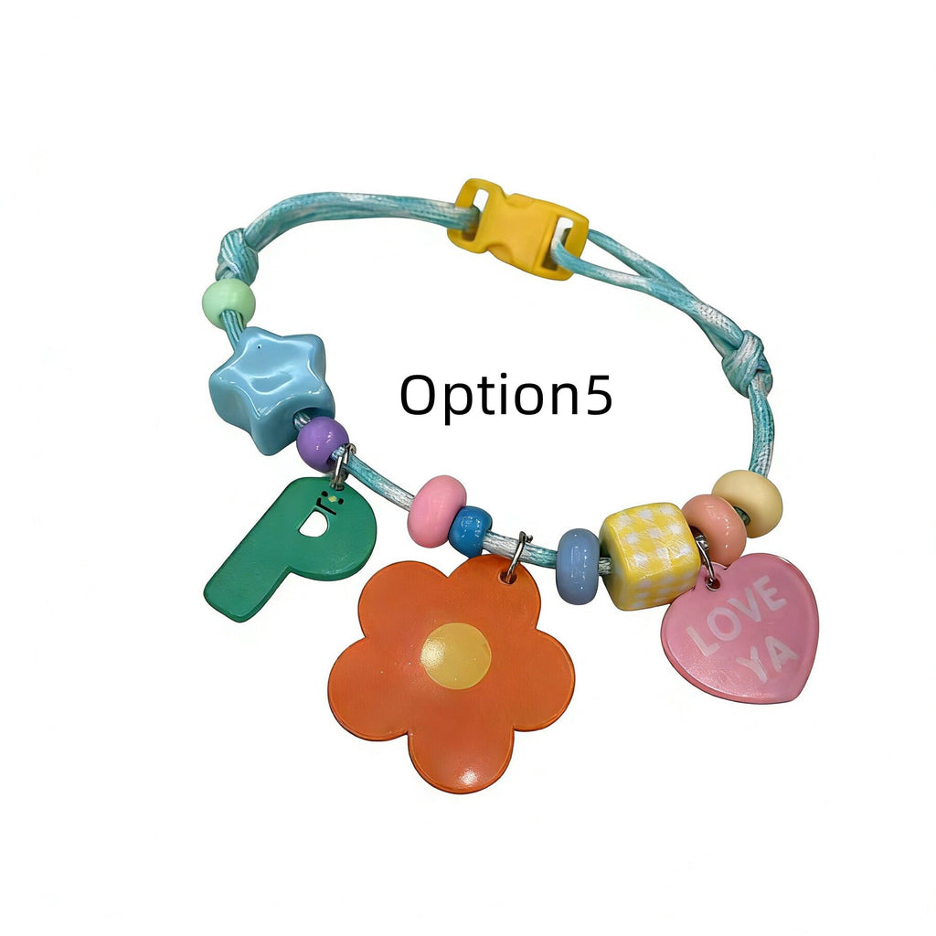 Custom Beaded name Pet Necklace Personalized letter and Daisy Flower Charm Adjustable Bead Collar for Small Dogs Cats