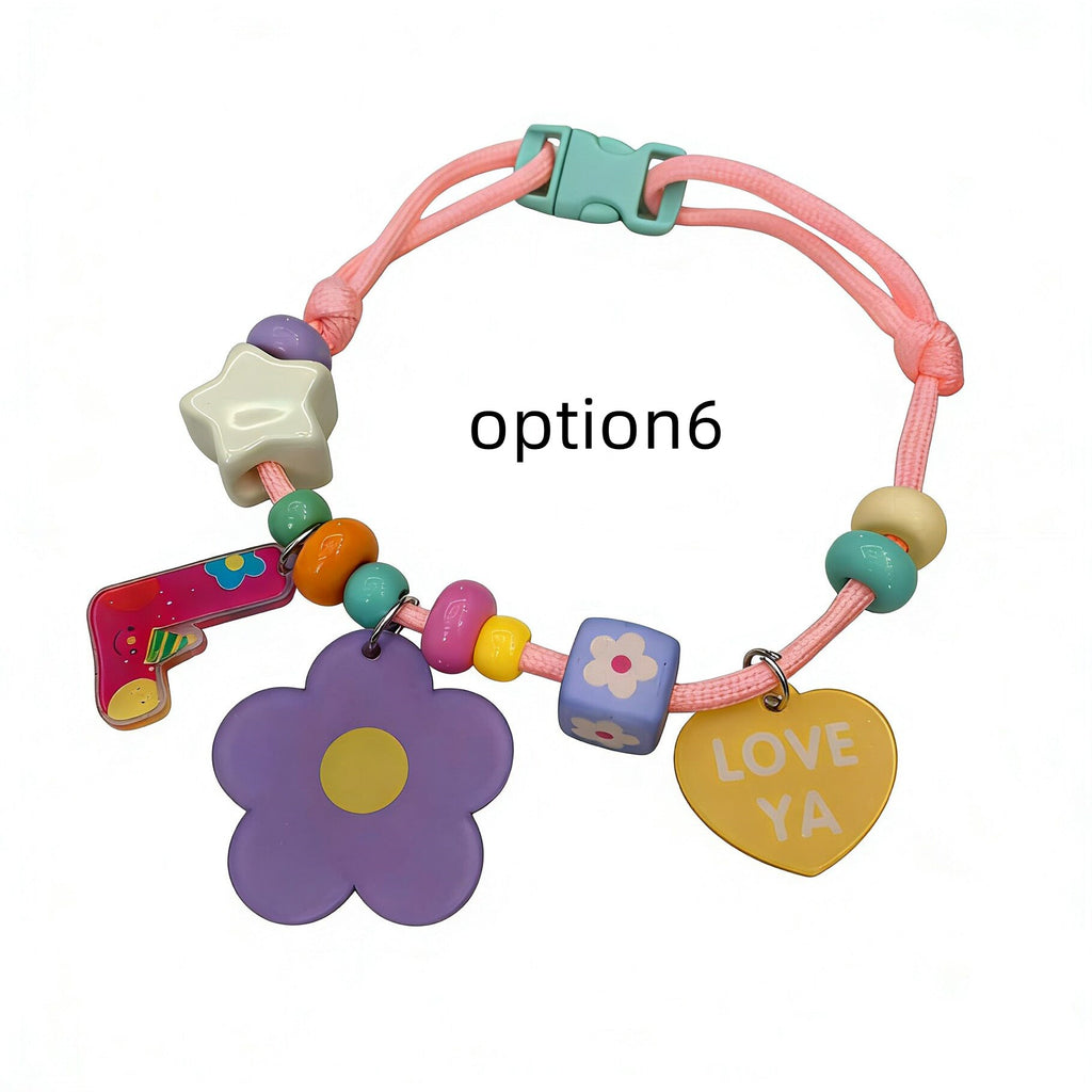 Custom Beaded name Pet Necklace Personalized letter and Daisy Flower Charm Adjustable Bead Collar for Small Dogs Cats