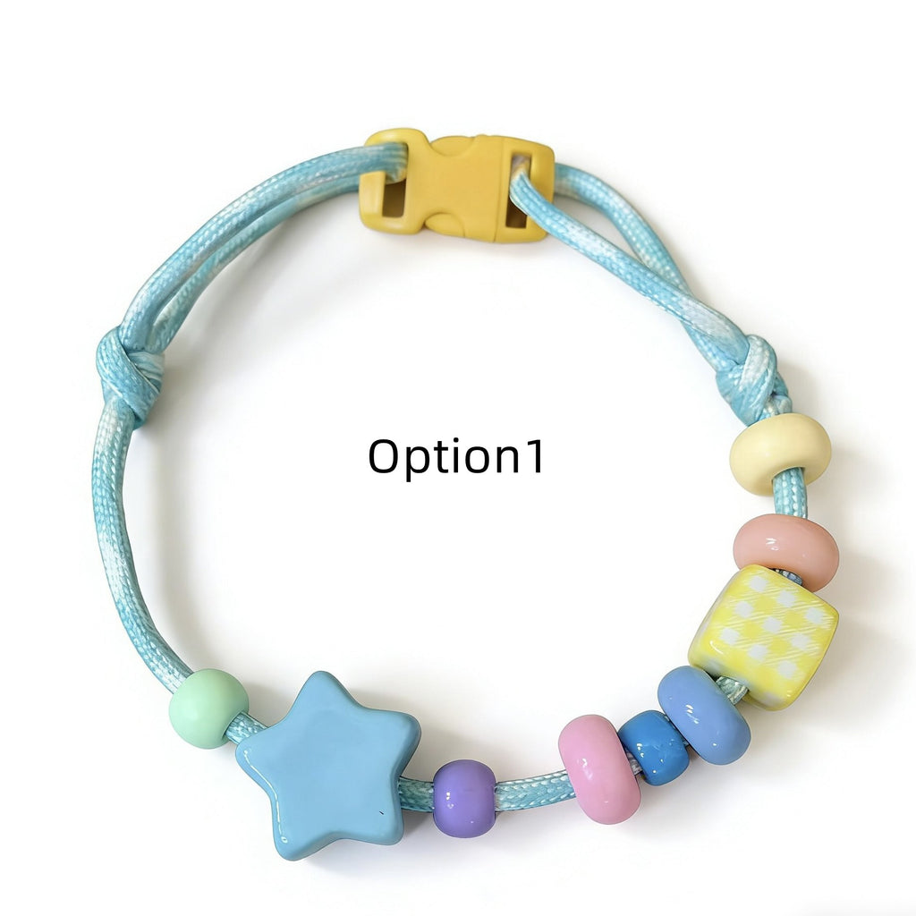 Custom Beaded name Pet Necklace Personalized letter and Daisy Flower Charm Adjustable Bead Collar for Small Dogs Cats