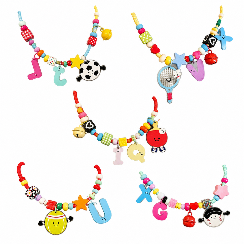 Custom Name Beaded Pet Collar Necklace ersonalized Letter Acrylic Charm Sports Pendant Dog Cat Bead Collar Handmade Colorful Pet Jewelry