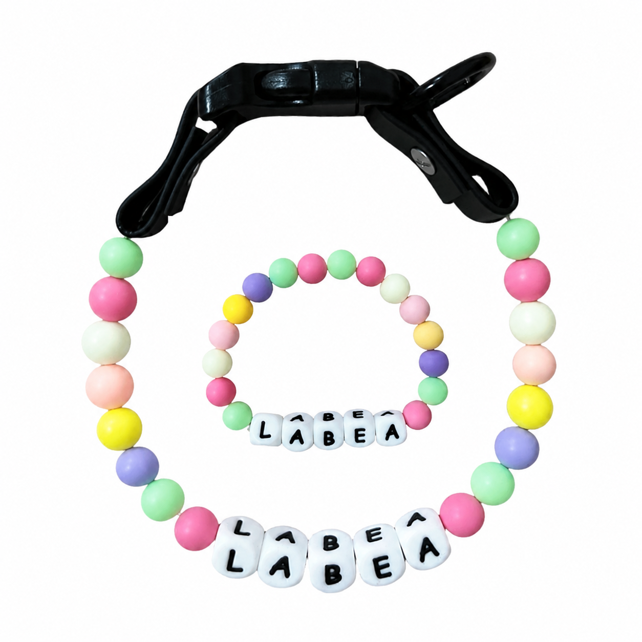 pet Beaded Name collar with friendship bracelet set Custom dog Collar with Beads DIY Name Dog necklace dog Pearl Beaded Collar