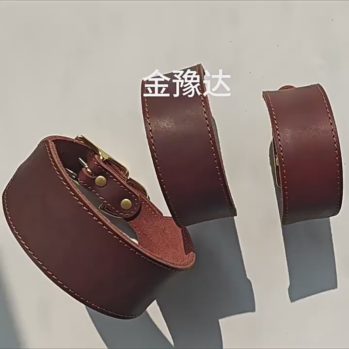 Genuine Full‑Grain leather Dog Collar 5cm wide Thickened pet collar for Medium Large dogs Heavy‑Duty Adjustable dog Collar