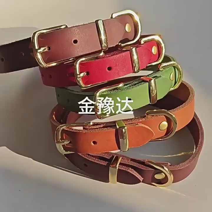 Classic Genuine Leather Dog Collar Adjustable heavy duty Full Grain Real Leather Pet Collar for Small Medium Large Dogs