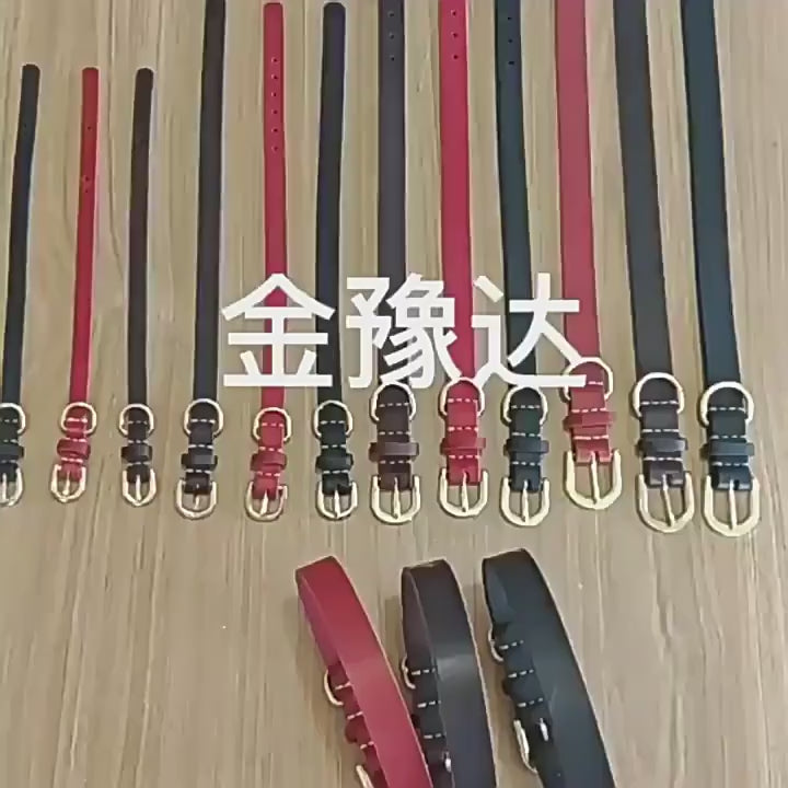 Genuine Full Grain Leather Dog Collar Adjustable Heavy Duty Leather Pet Collar with Metal D Ring Buckle for Small Medium Dogs
