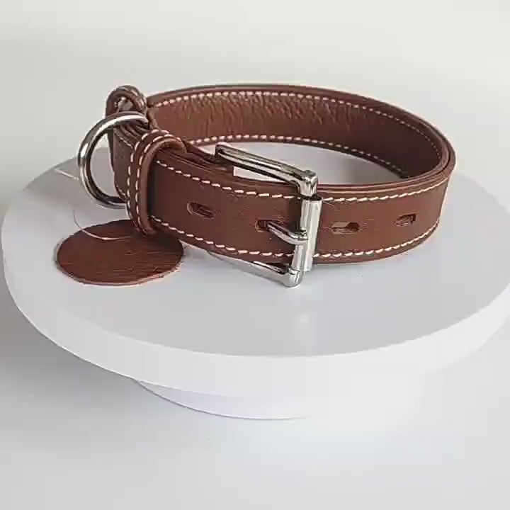 Genuine Leather Dog Collar Adjustable Pet Collar for Small Medium Large Dogs heavy duty No-pull dog collar For daily dog walking